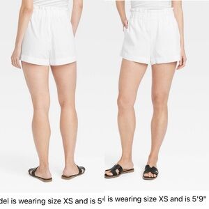 NWT Women's High-Rise Linen Pull-On Shorts - A New Day™ White XL